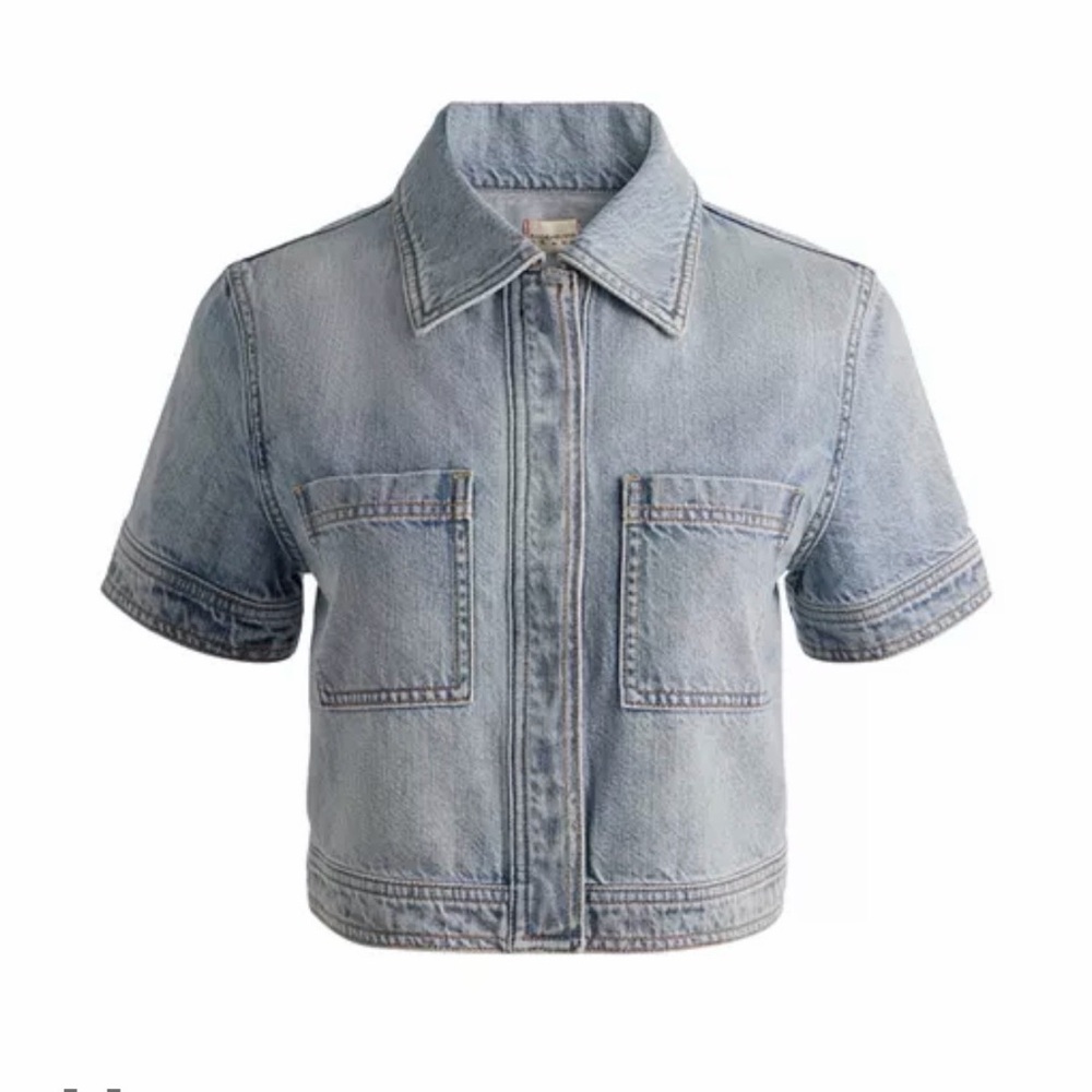 NWT- Alice and Olivia Tesha Denim Cropped Top Size L